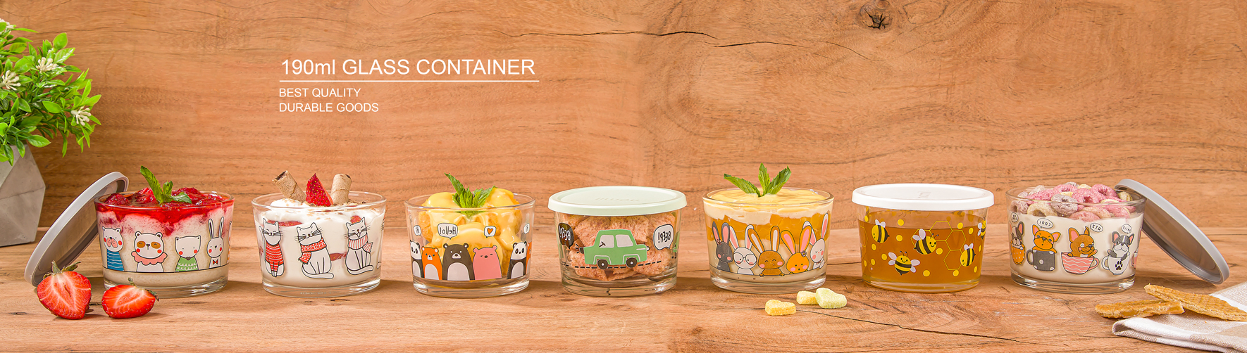 GLASS CONTAINER WITH LID 190 ML for gift