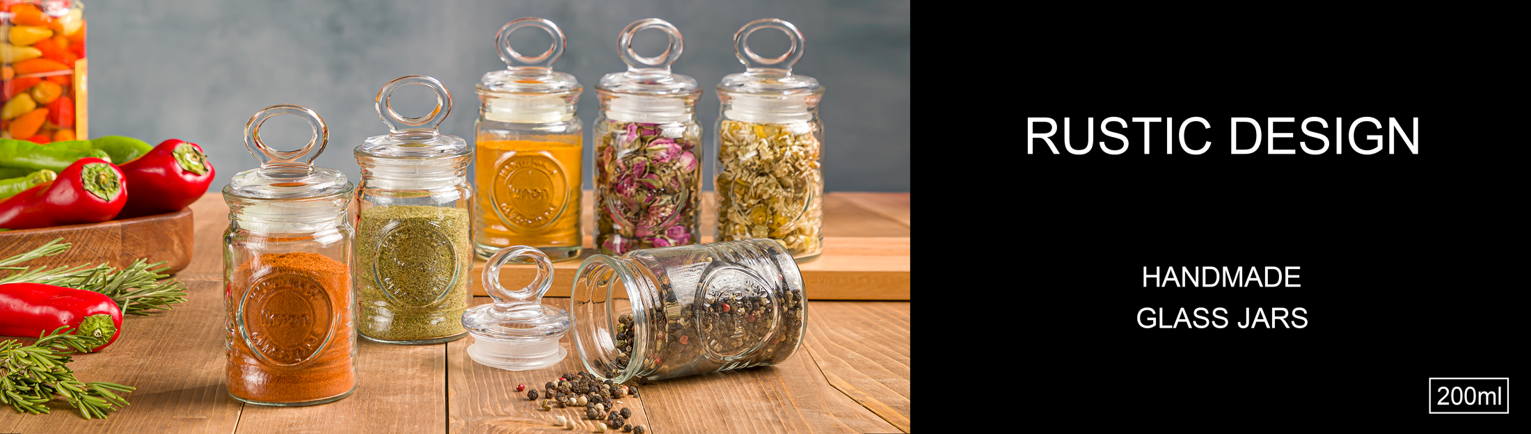 RUSTIC GLASS SPICE CANISTER