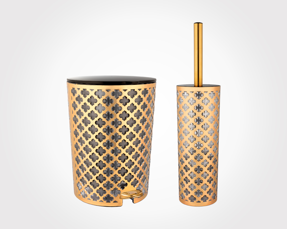 FLOWER DESIGN DUSTBIN & BRUSH