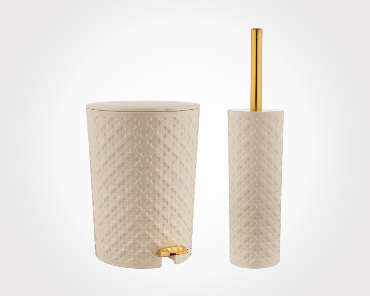 FLOWER DESIGN DUSTBIN & BRUSH