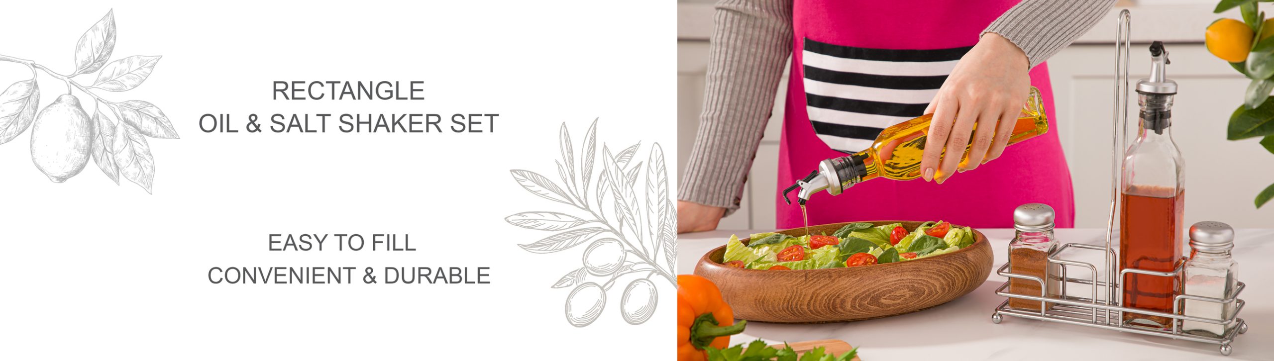 RECTANGLE OIL & SALT SHAKER SET