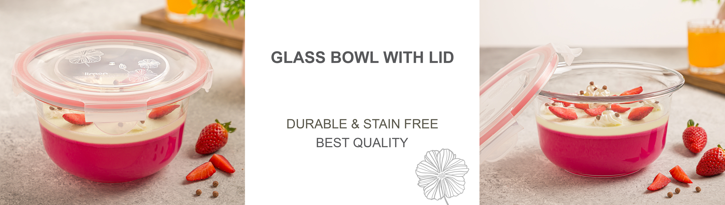 GLASS BOWL WITH LID 1.2 L