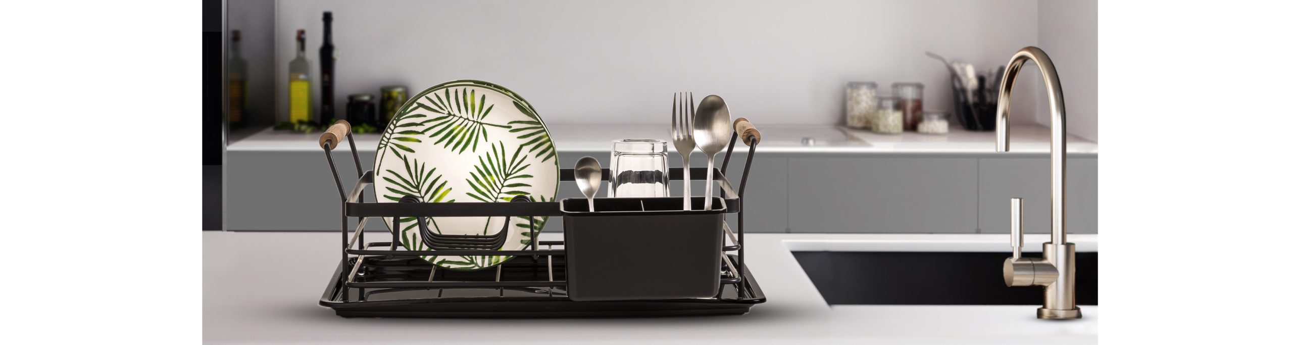 DISH RACK WITH WOODEN HANDLES 1 FLOOR