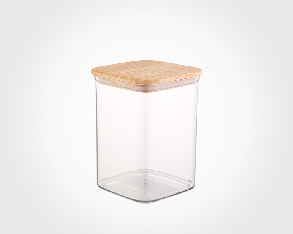 SQUARE CANISTER WITH WOODEN LID NO.2