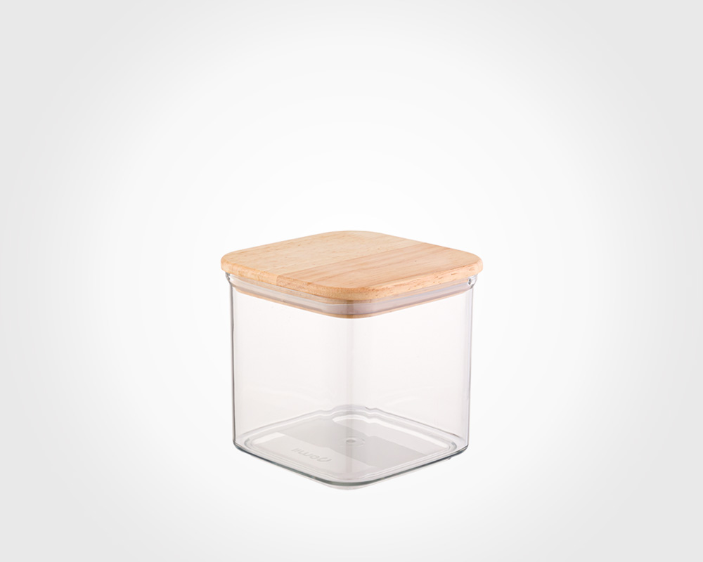 SQUARE CANISTER WITH WOODEN LID NO.3