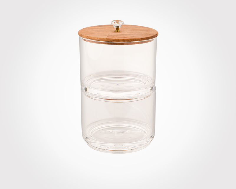 TWO FLOORS CANDY JAR WITH WOODEN LID