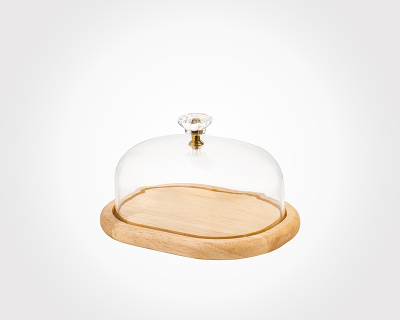 WOODEN BUTTER DISH WITH ACRYLIC LID