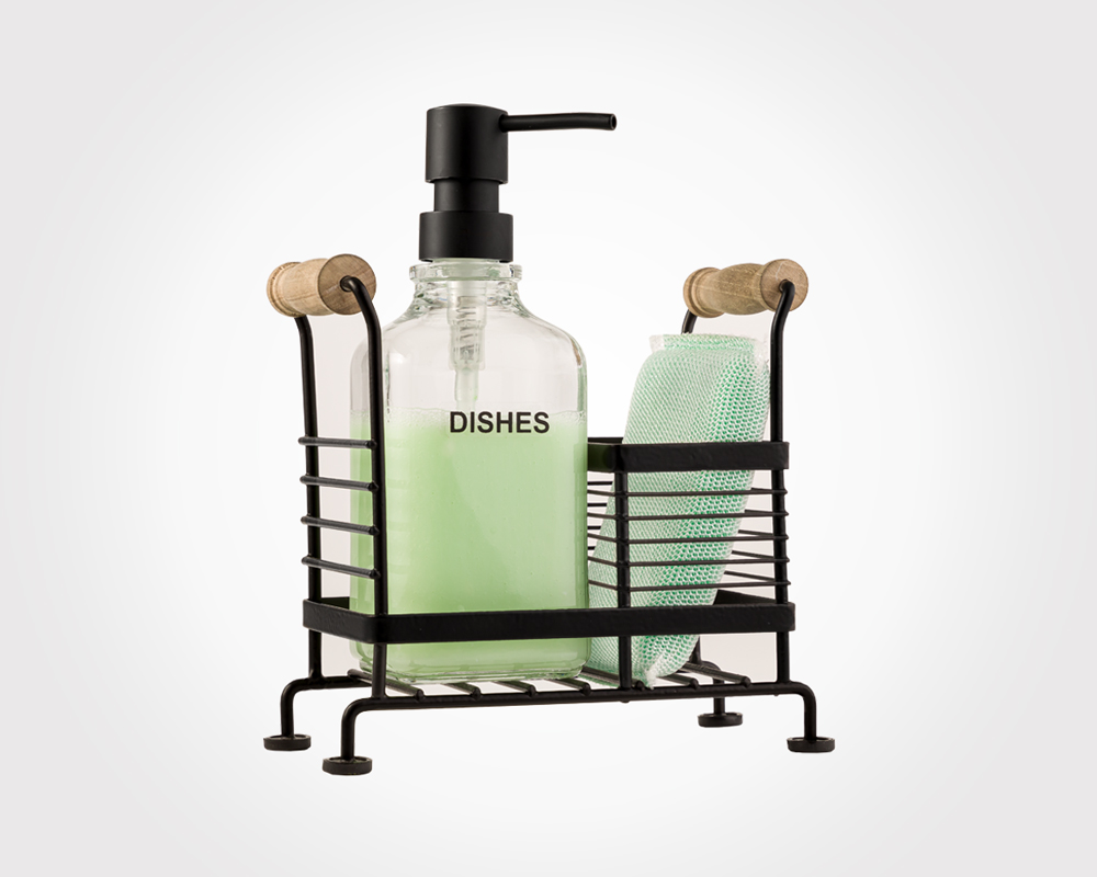 GLASS SOAP DISPENSER WITH STAND