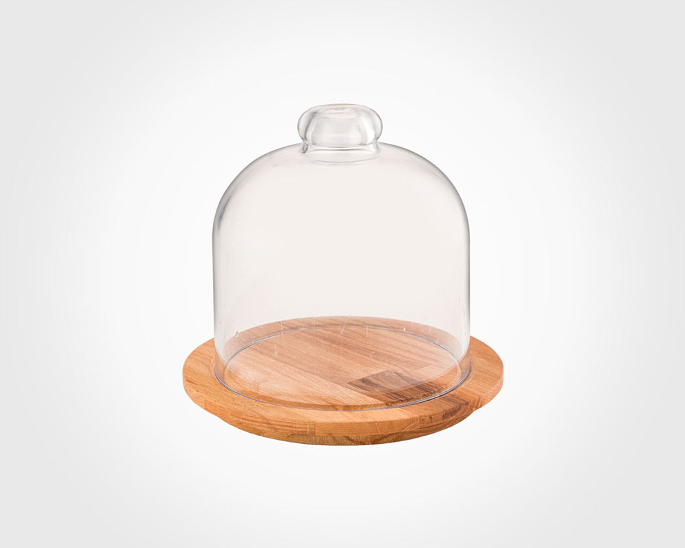 DESSERT DOME WITH WOODEN BASE