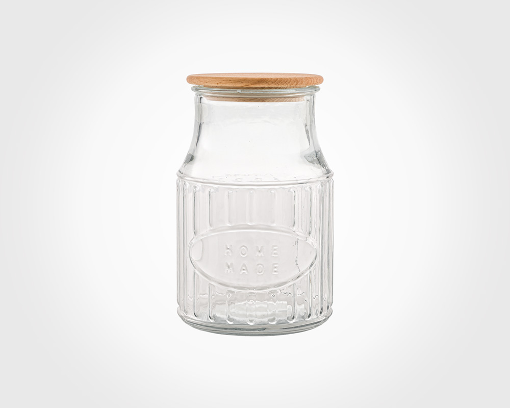 GLASS JAR WITH WOODEN LID 1.2 L