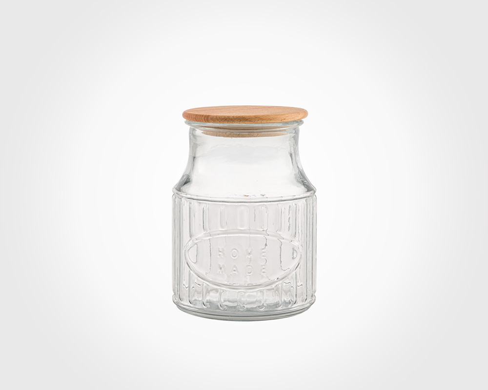 GLASS JAR WITH WOODEN LID 1 L