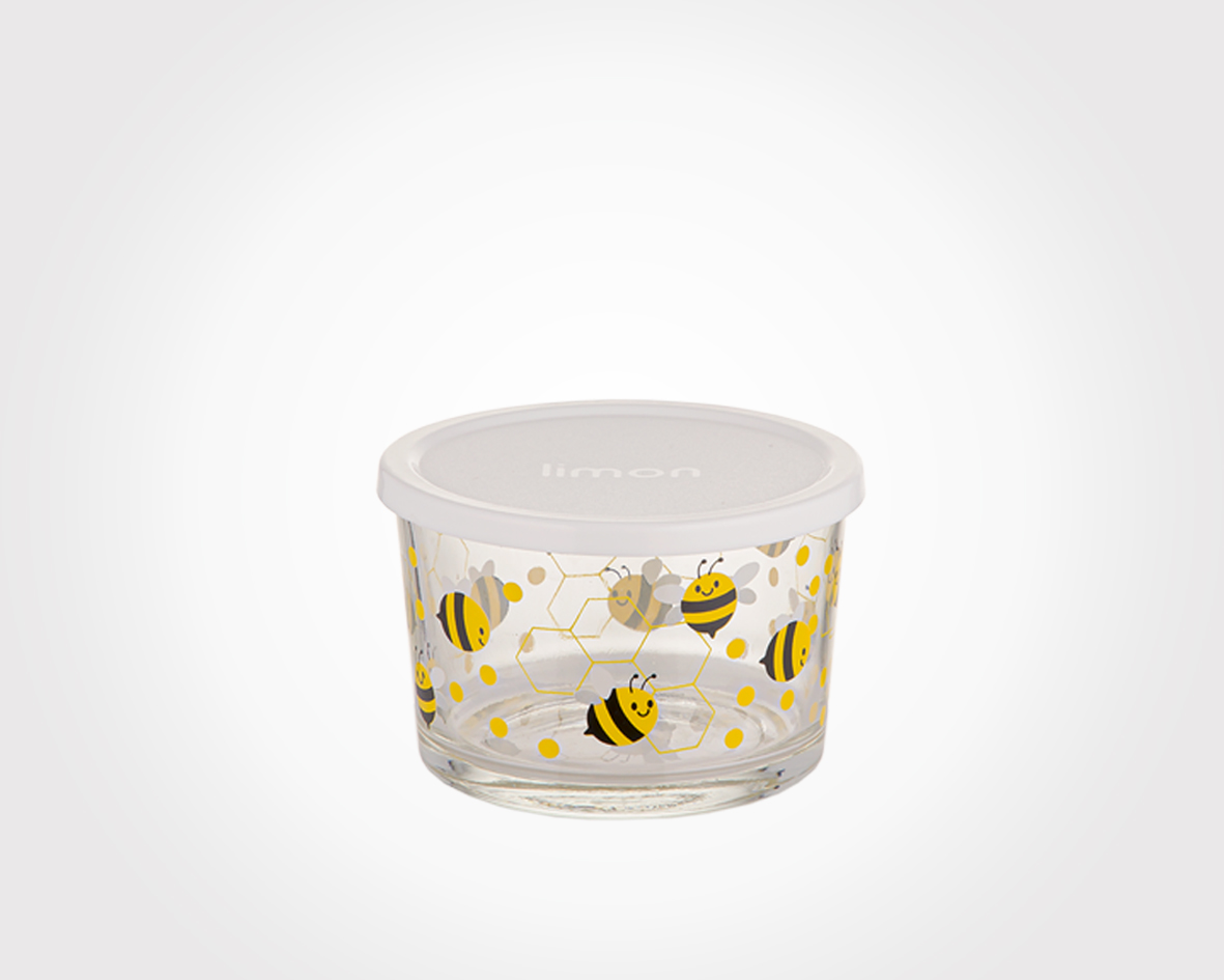 Printed glass container with lid 190 ML