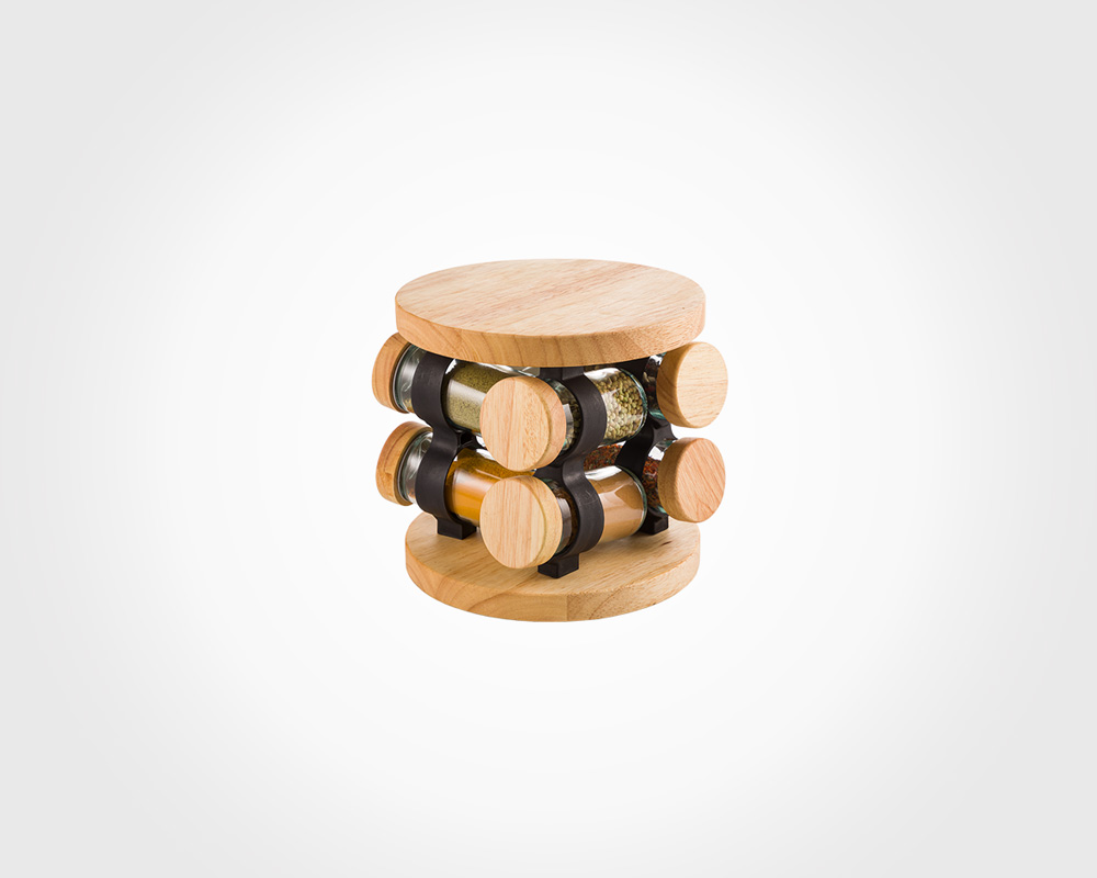 Wooden rotating spice rack 8section