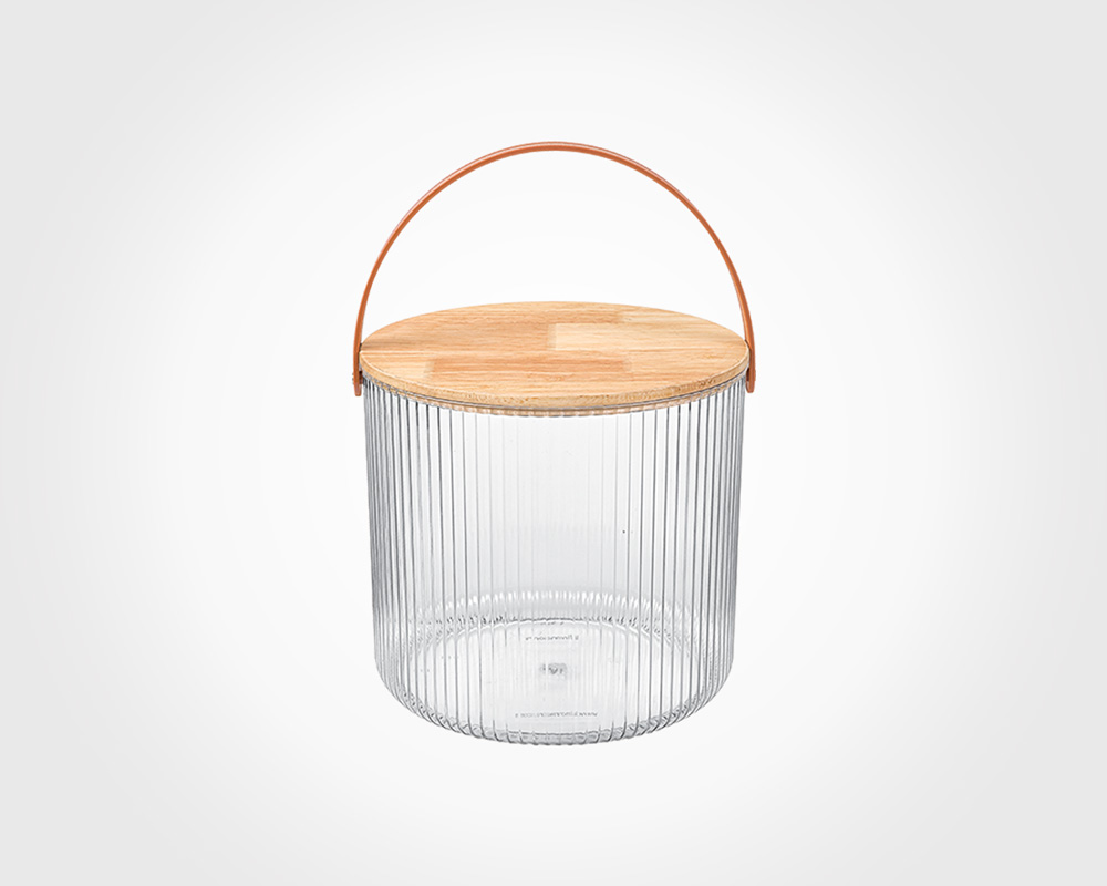 Clear storer with wooden lid 9L