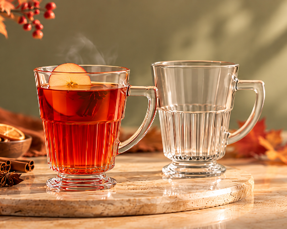 لیوان شیشه ای پایه دار شیاردار 290 سی سی